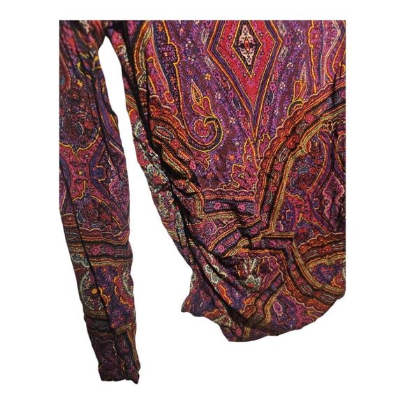 LAUREN RALPH LAUREN Long Sleeve Paisley Ruched Side Blouse - Size Large - Picture 6 of 8
